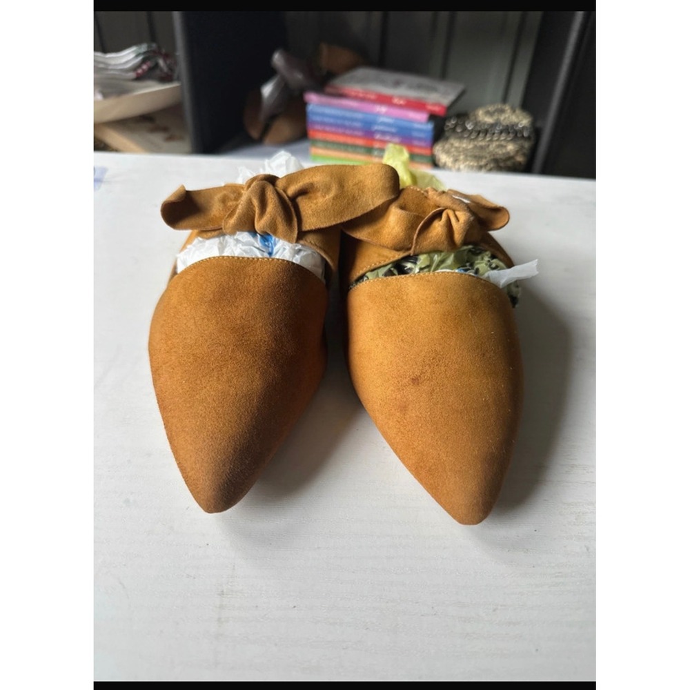 Jeffrey Campbell Mustard Yellow Suede Bow Pointed Toe Mules Flats Womens 9M